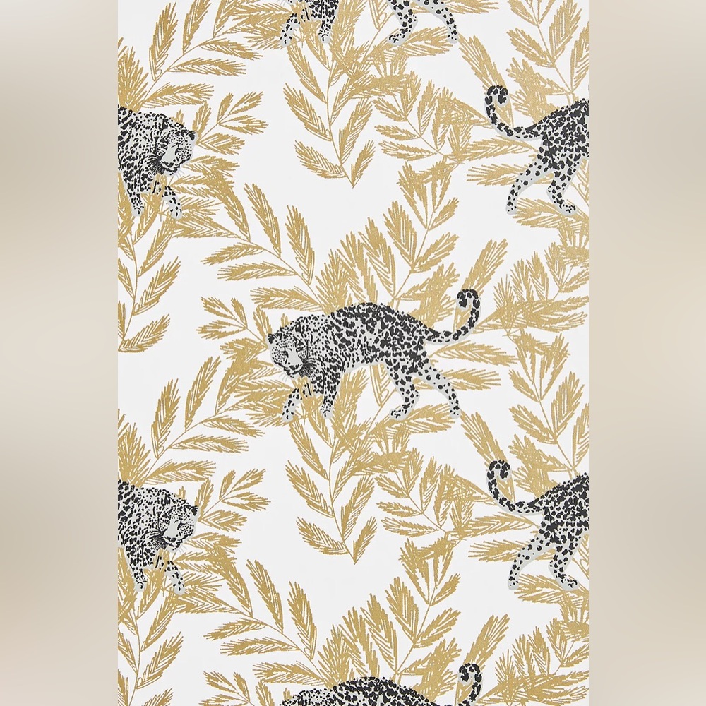 Anthropologie On The Prowl Wallpaper Gold Leopard Gold Black NWT - Picture 3 of 5